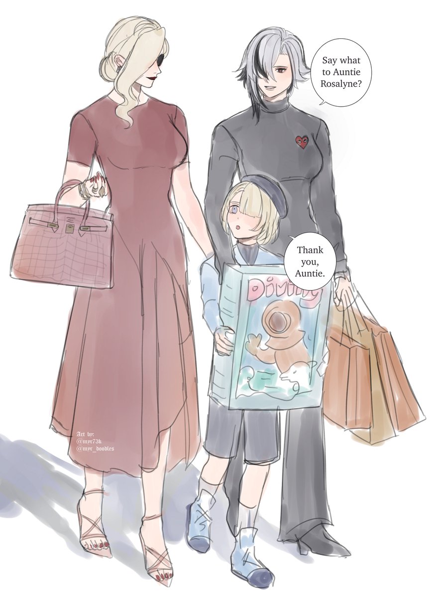 myr_doodles's tweet photo. I really love the idea of Signora being a rich wine aunt to Arlecchino and her kids 🍷💸
#genshinimpact #arlenora https://t.co/D1R8warbeI