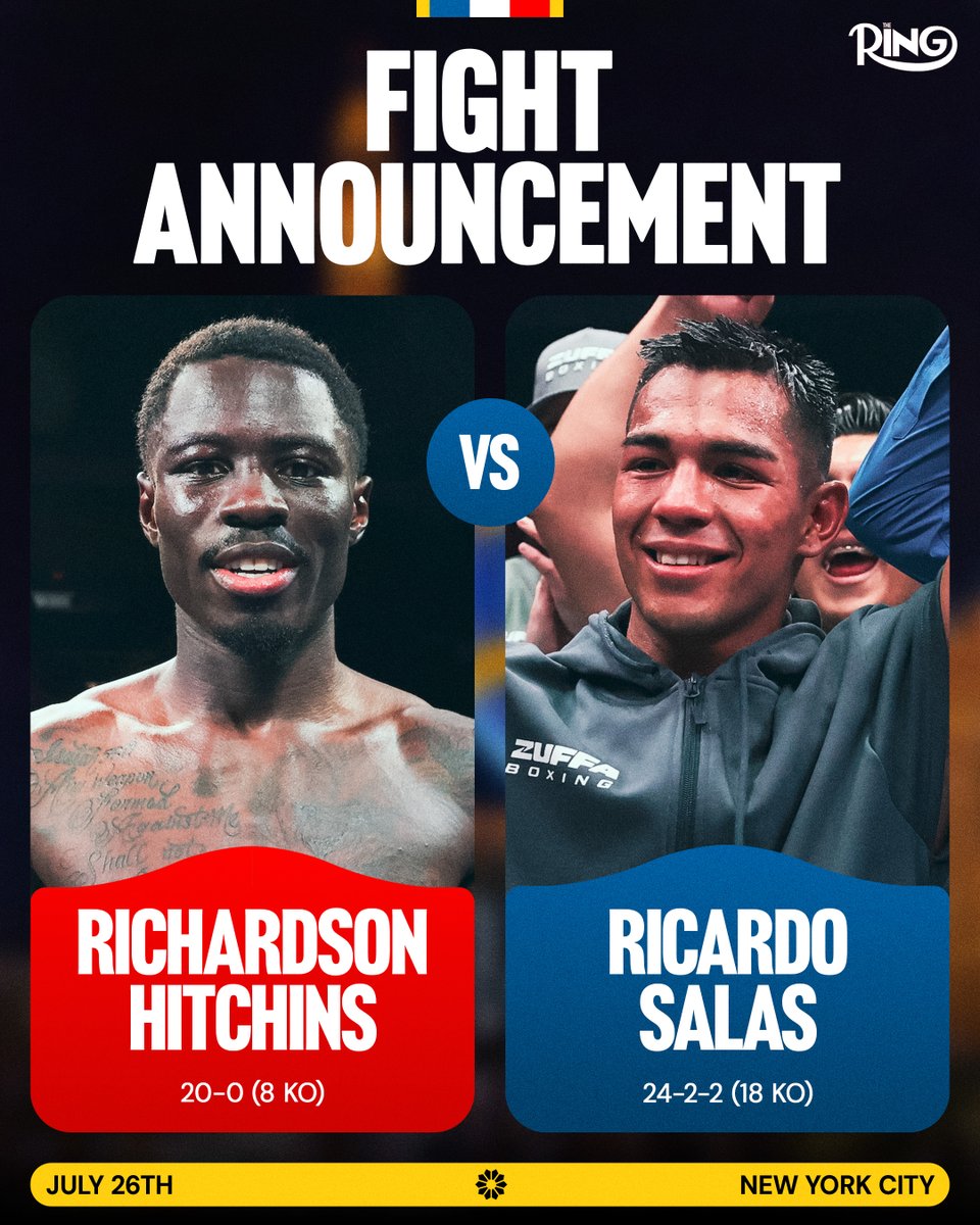 ringmagazine's tweet photo. ‼️ Announced: Edgar Berlanga and Richardson Hitchins will serve as double main events at Zuffa Boxing 09 on July 26th at the Infosys Theater at Madison Square Garden in NYC.

🥊 Edgar Berlanga vs Steven Butler
⚖️ Super Middleweight

🥊 Richardson Hitchins vs Ricardo Salas
⚖️ Welterweight