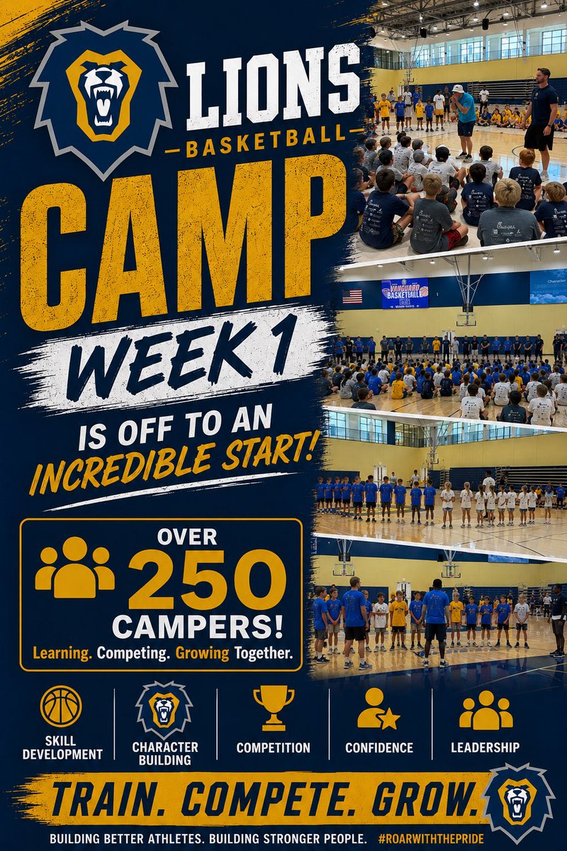 vu_mbb's tweet photo. 🦁🏀 Week 1 of Lions Basketball Camp is underway!

Over 250 campers in the gym today learning, competing, and growing together. Huge thank you to our campers, families, coaches, and current players for an amazing start.

Bright Future. #RoarWithThePride #LionsBasketballCamp https://t.co/8WVoKXb3OK