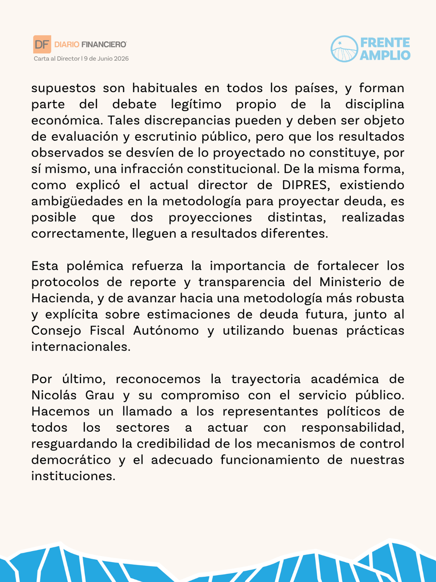 elfrente_amplio's tweet photo. Compartimos la declaración de más de 50 economistas en respaldo a nuestro compañero y exministro de Hacienda, Nicolás Grau, frente a la Acusación Constitucional presentada en su contra. https://t.co/vlfCyETanG