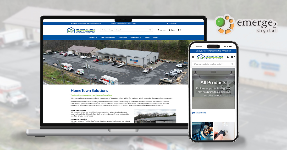 Emerge2's tweet photo. HomeTown Solutions is a one-stop shop in Augusta and Fort Ashby, WV. And, we just launched their new website and catalog! See it here 👉 https://t.co/GbkCp4yRUh https://t.co/OApsdjH1JO