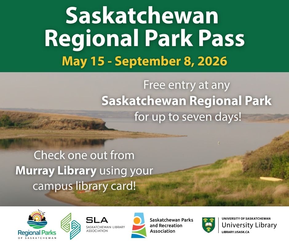 usasklibrary's tweet photo. Visit any of Saskatchewan’s nearly 100 Regional Parks FOR FREE this summer by borrowing a Saskatchewan Regional Park Pass from Murray Library between May 15 – Sept. 8, 2026. Check availability here: https://t.co/iCVKrlHU9I #ExploreSaskatchewan #SummerAdventure #GetOutside https://t.co/GV4T6Q9VCm