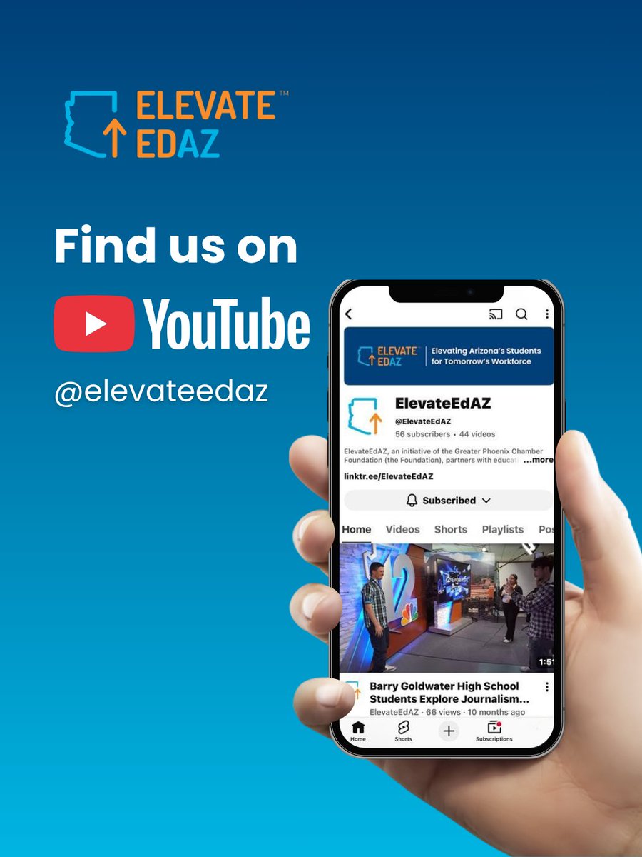 ElevateEdAZ's tweet photo. Unlock valuable insights and inspiration with @elevateedaz on YouTube! 🎥 Subscribe to explore career pathways, hands‑on learning, and the impact of our work across Arizona.​

🎥 Tune in:​
 https://t.co/qxVWaUCD1G https://t.co/WbxNpT86kS