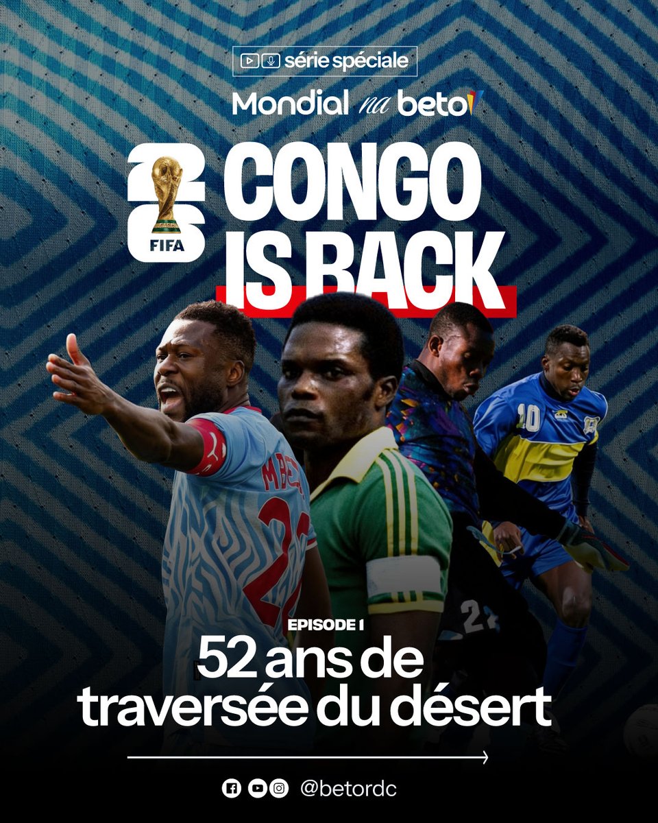 LitsaniChoukran's tweet photo. Pendant 52 ans, la Coupe du monde n'a été qu'un souvenir pour la RDC. En 2026, les Léopards reviennent. BETO lance « Le long retour des Léopards », sa grande série du Mondial congolais. 

Épisode 1 : 👉 https://t.co/a9SA4PCacF #RDC #Mondial2026 https://t.co/qpg0ZSwfHS