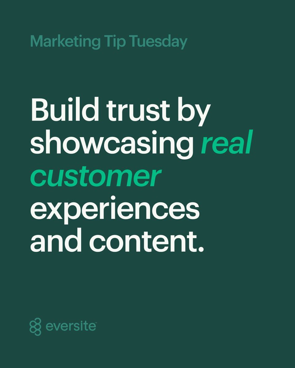 EversiteTeam's tweet photo. Real customer photos, reviews, and testimonials build trust faster than polished brand content. People want proof that others have worked with you and had a good experience. If customers are tagging you or sending photos, use them with permission. Authentic content almost always performs better.
