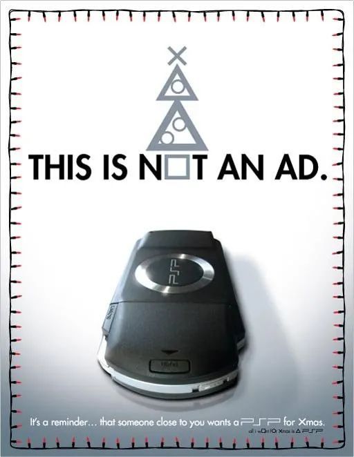 eightdotdesign's tweet photo. In 2006, Sony launched All I Want for Xmas Is a PSP, a fake fan blog supposedly run by two young fans, where teenagers were encouraged to print this poster and leave it as a gift hint. 
Users quickly discovered that the domain was registered to a marketing agency. https://t.co/2JukuXYEjK
