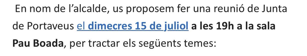 PereSabat's tweet photo. Fa setmanes que demanem fer una Junta de portaveus per coordinar accions per defensar l’Hospital comarcal.

És un tema urgent.

Setmanes de silenci de l’alcalde que ara convoca junta pel dia 15… de juliol.

Com si no fos urgent la situació. https://t.co/ira7IvKH4P