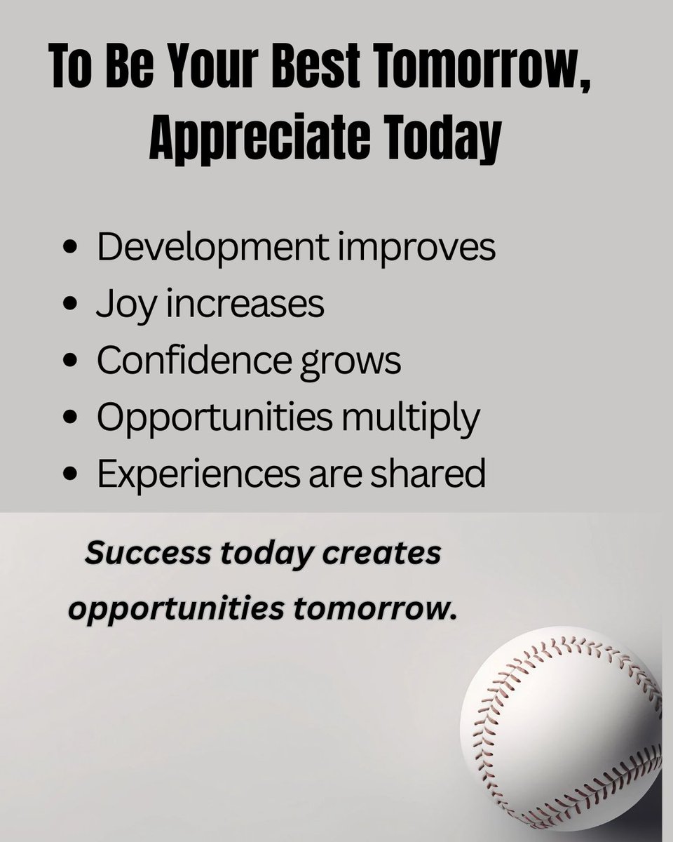 jgarsezbaseball's tweet photo. The more focused you become on the outcome, the harder it becomes to enjoy the process that creates it. 

The athletes who develop the most, enjoy the experience the most, and stay the most consistently motivated are often the ones fully invested in where their feet are today. 

Let's bring awareness to where we are focusing our attention. 

Because when we maximize today's experience, we maximize tomorrow's potential.