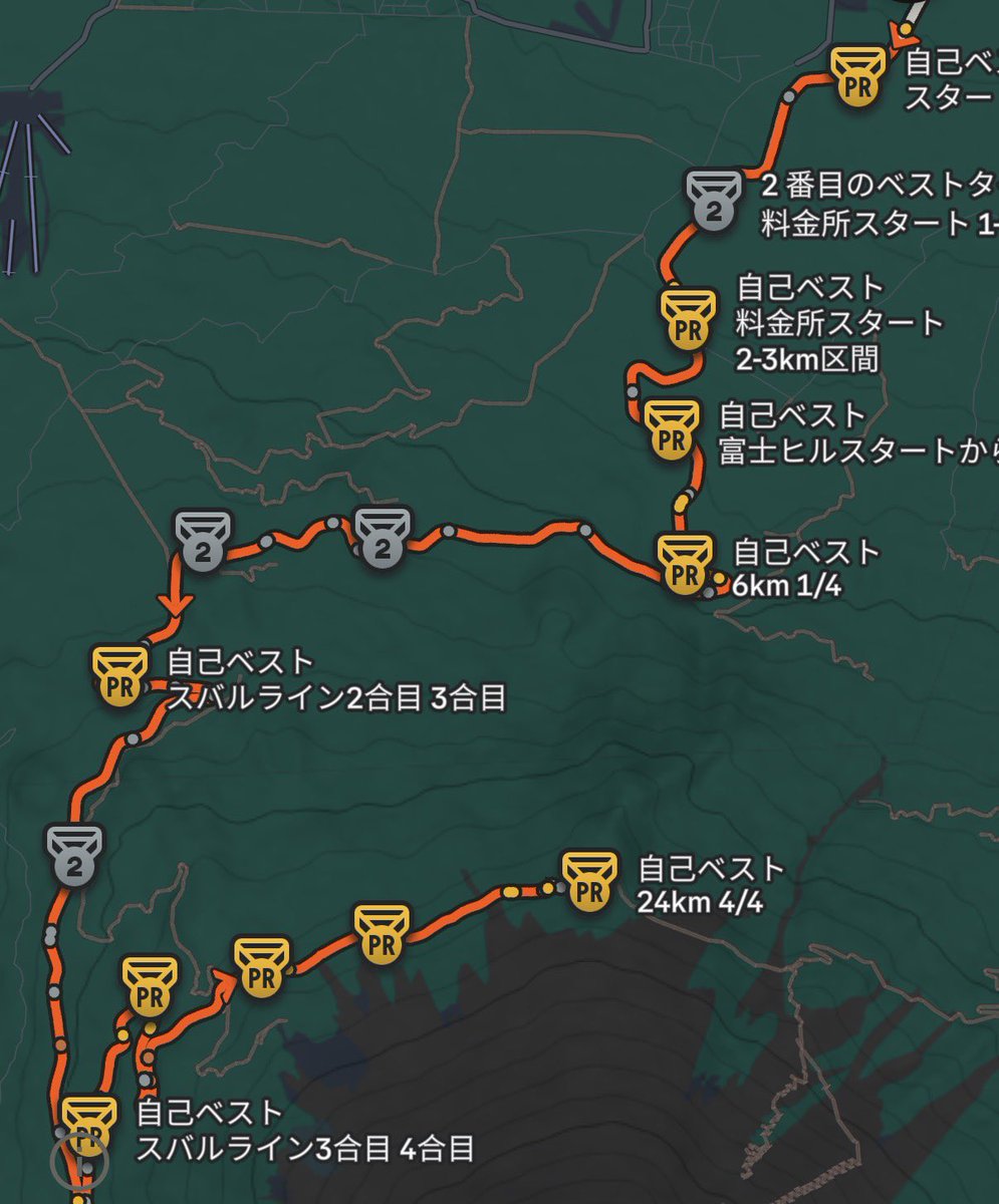 Tricycle635's tweet photo. 自己ベストをたくさん出したのに、トータルで自己ベスト更新にならなかったんだなぁ
#富士ヒル https://t.co/S6LsGVYOIO