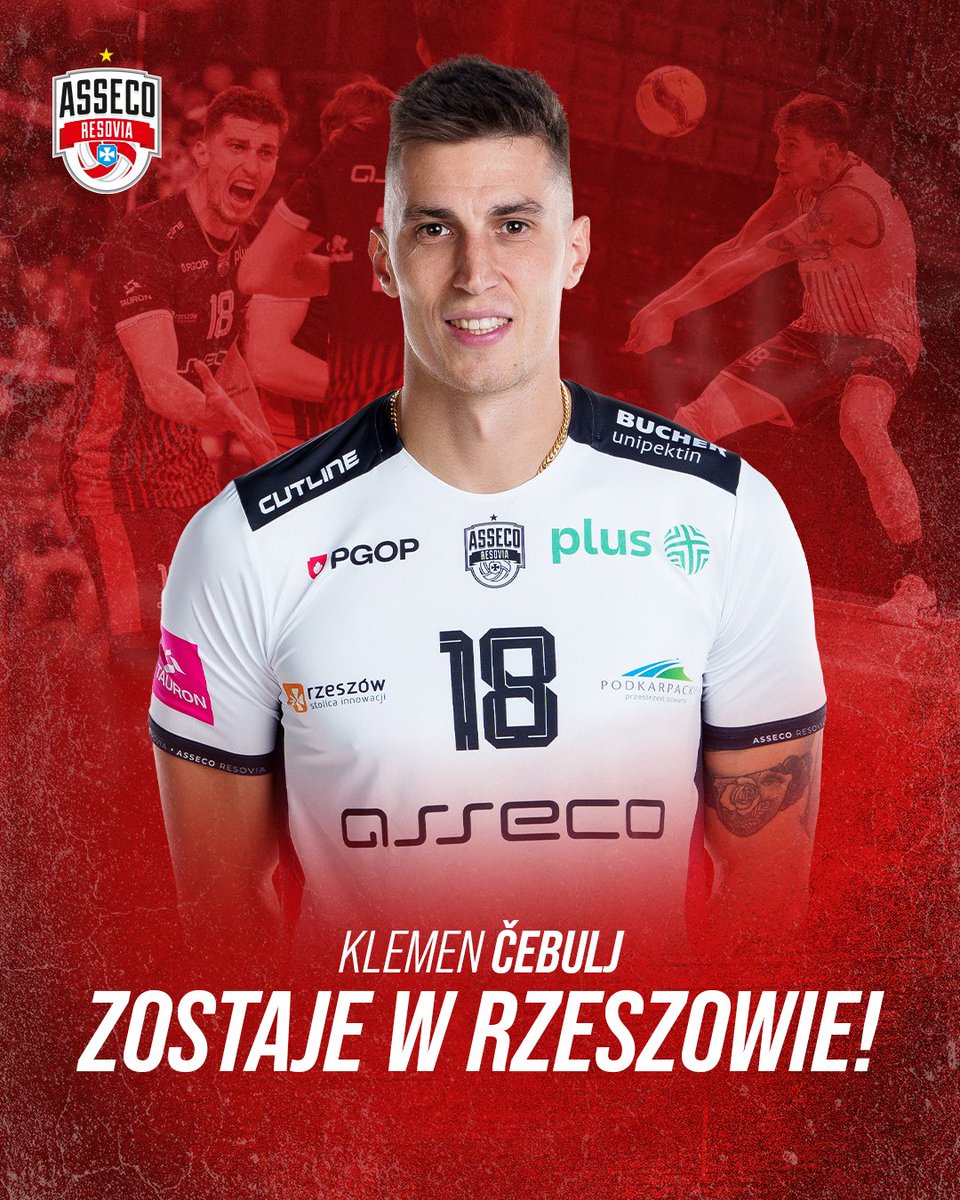 AssecoResovia's tweet photo. Oficjalnie! Klemen Čebulj zostaje w Rzeszowie 🫡

Dla słoweńskiego przyjmującego będzie to już 7. sezon w barwach Asseco Resovii. Cieszymy się, że Rzeszów nadal jest dla niego drugim domem 😊 https://t.co/XlIa1klj2N