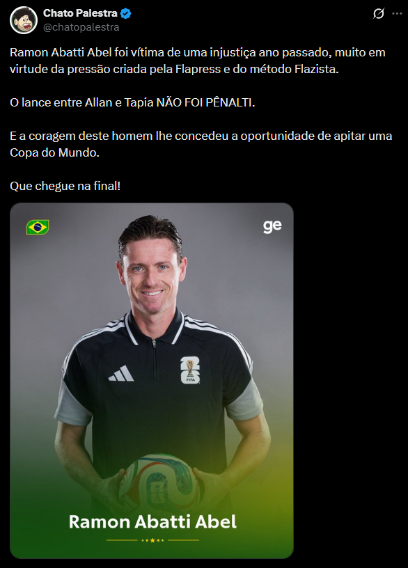 antoniotabet's tweet photo. Isso aqui é um perfil palmeirense. Enaltecendo um ÁRBITRO. Sem ironia. Sem deboche. É papo sério.

Nunca vi nada parecido. https://t.co/uhUGW5zCSY
