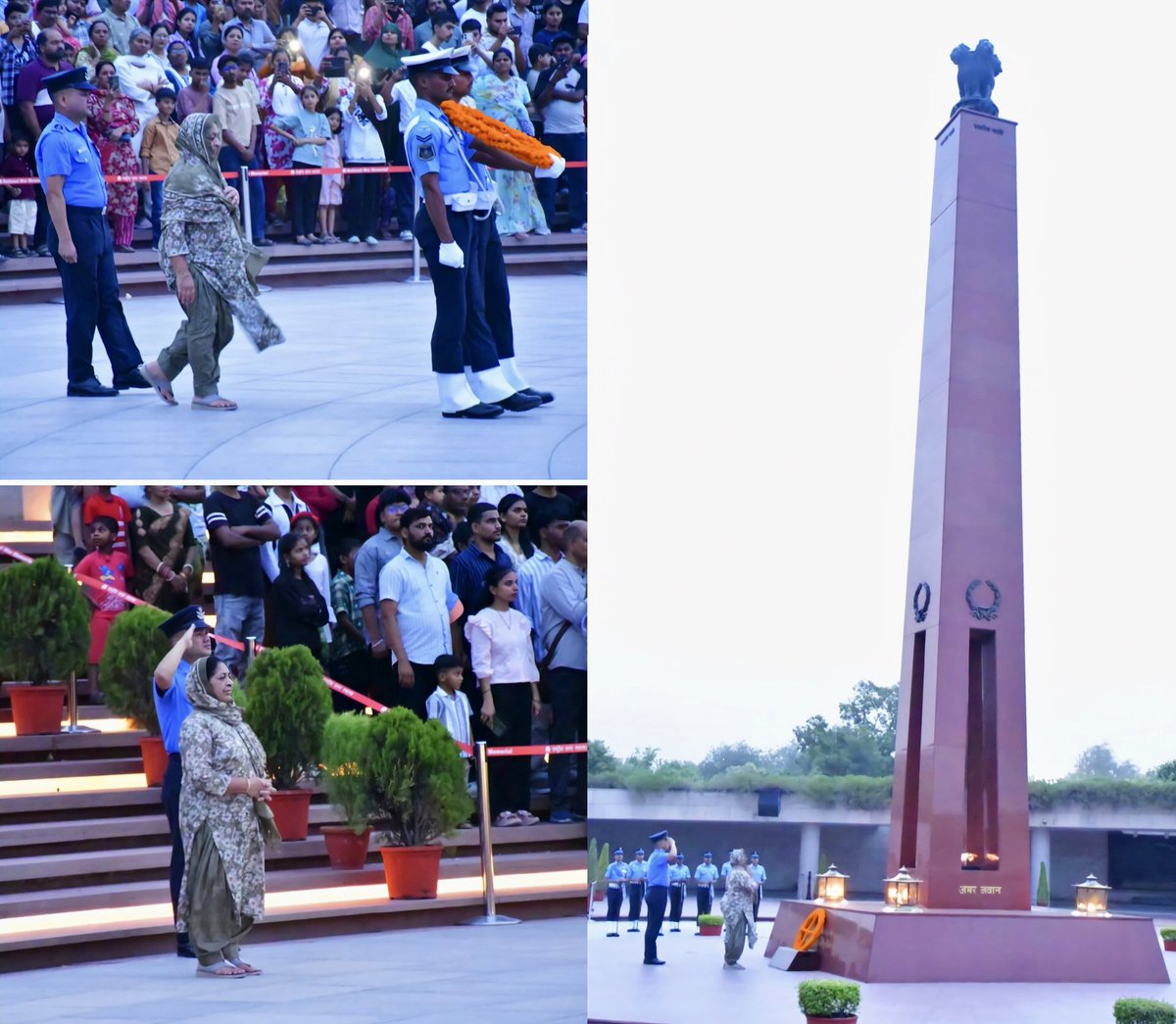 salute2soldier's tweet photo. Remembering Nk late Prakash Chand, KC, #15GRENADIERS - who fought fearlessly along with his column on LoC and eliminate one terrorist at close range of combat, before making a supreme sacrifice. Today his #VeerNari Mrs Manjeet Kumari offered a solemn tribute at #AmarJawanJyoti. https://t.co/leisFxohzP