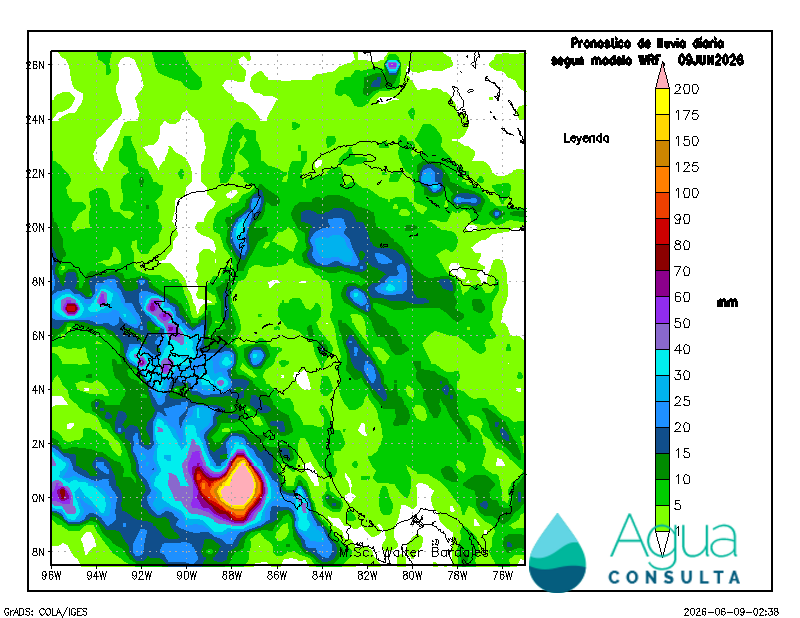 gtClaudio's tweet photo. Todo parece indicar (por el momento) que las mayores cantidades de lluvia asociadas a #Cristina se darán en El Salvador, y algunas lluvias importantes en Guatemala para jueves y viernes #climagt https://t.co/fZMy7UZgCD