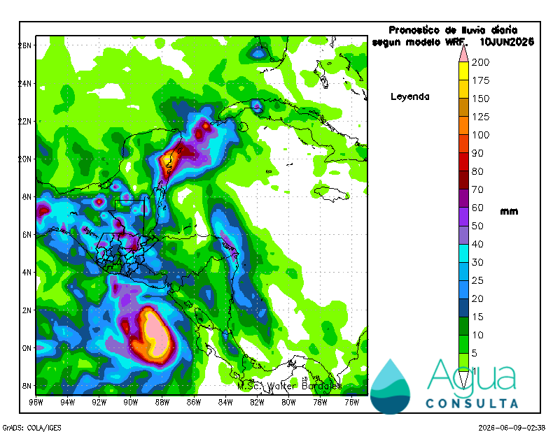 gtClaudio's tweet photo. Todo parece indicar (por el momento) que las mayores cantidades de lluvia asociadas a #Cristina se darán en El Salvador, y algunas lluvias importantes en Guatemala para jueves y viernes #climagt https://t.co/fZMy7UZgCD
