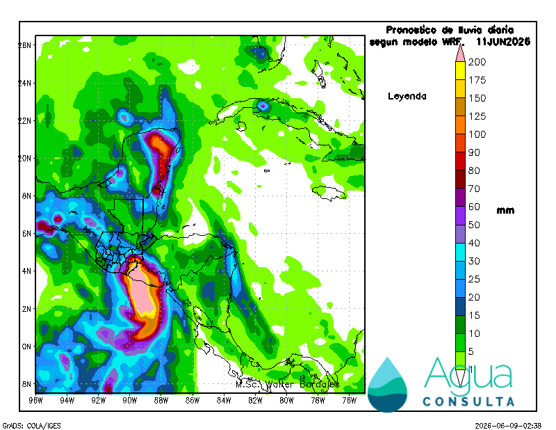 gtClaudio's tweet photo. Todo parece indicar (por el momento) que las mayores cantidades de lluvia asociadas a #Cristina se darán en El Salvador, y algunas lluvias importantes en Guatemala para jueves y viernes #climagt https://t.co/fZMy7UZgCD