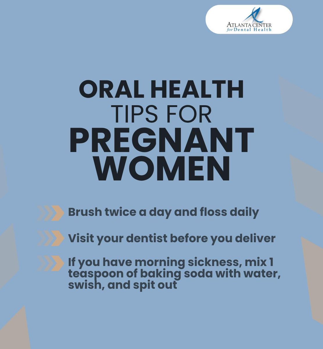 drhepler's tweet photo. Visiting your dentist before you deliver is important, especially if you have tooth sensitivity or pain. If you have morning sickness, the last tip can help wash away stomach acid and protect tooth enamel.
.
.
.
https://t.co/5e6szTYJRk
+17709922236 https://t.co/9ZtAbCOk9M