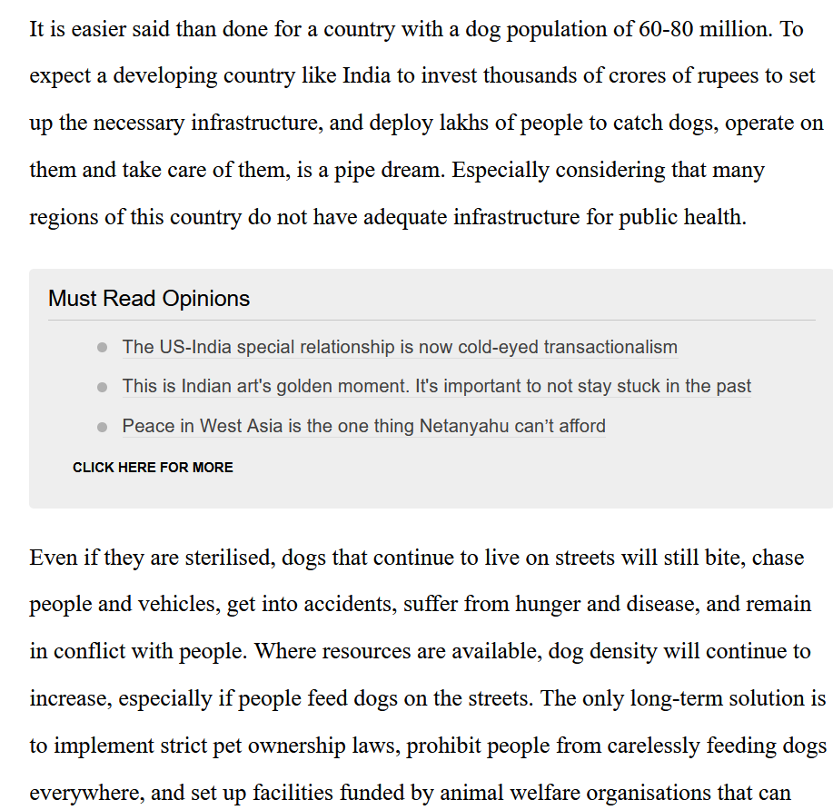 PikeWala's tweet photo. 🚨Must read. 
This premium article by Dr Abi T Vanak, Animal Ecologist &amp; Conservation Biologist who understands the real causes and a long term solution for the #StrayDogMenace in India. He explained the problem with ABC rules and stray dog feeding. https://t.co/poh7l4RD14