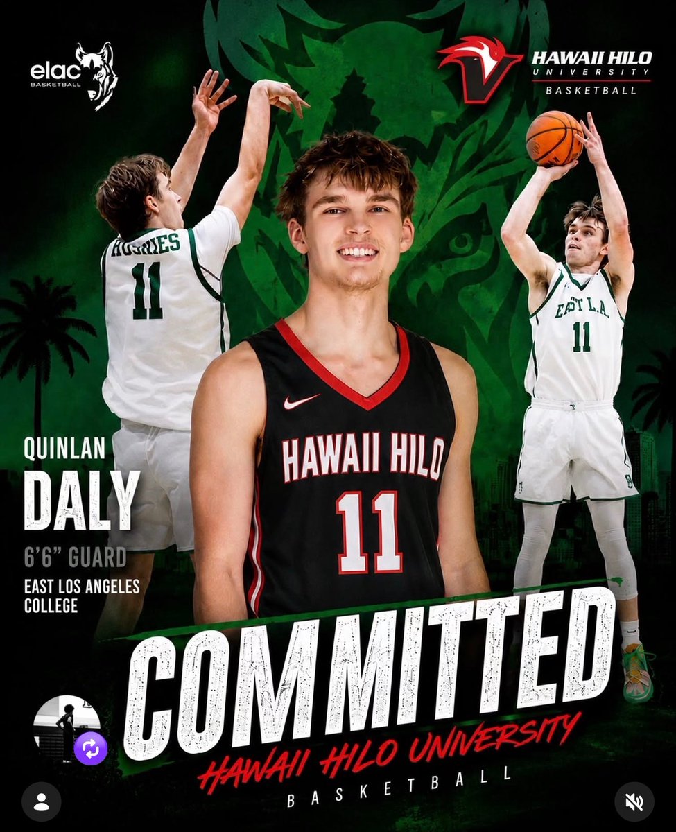 ElacBball's tweet photo. Congrats to East Los Angeles College 2026 6’6 G/F Quinlan Daly on his commitment to Hawaii Hilo University @hawaiihi !! #GoHuskies🏀🏀🏀🏀 @sgnlthelgthoops @AthleticsELAC @JUCOShowcase @VerbalCommitsD2 https://t.co/jJo30TZML9