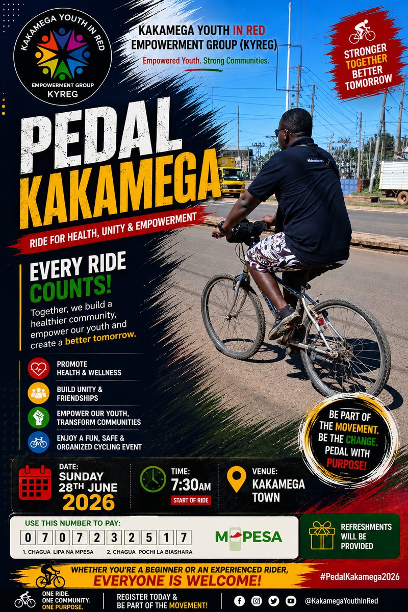 KakamegaK31996's tweet photo. Clear your Sunday calendar! 🗓️ June 28th, 7:30 AM sharp—we are bringing the energy back to Kakamega Town! 🚀 https://t.co/LlYrlt34j5