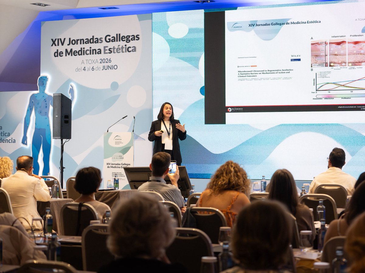 AAsmega32098's tweet photo. La Dra. Esther Gazituaga con su ponencia “Ultraformer MPT: ciencia del rejuvenecimiento” del laboratorio REFERENCE MEDICAL.
 
Moderadora: Dra. Mabel Pérez López
.
.
#ProgramaCientificoASMEGA2026 #PonenciasASMEGA2026 #ASMEGA2026 #JornadasGallegasMedicinaEstetica #MedicinaEstetica https://t.co/iMKy0FgyXX