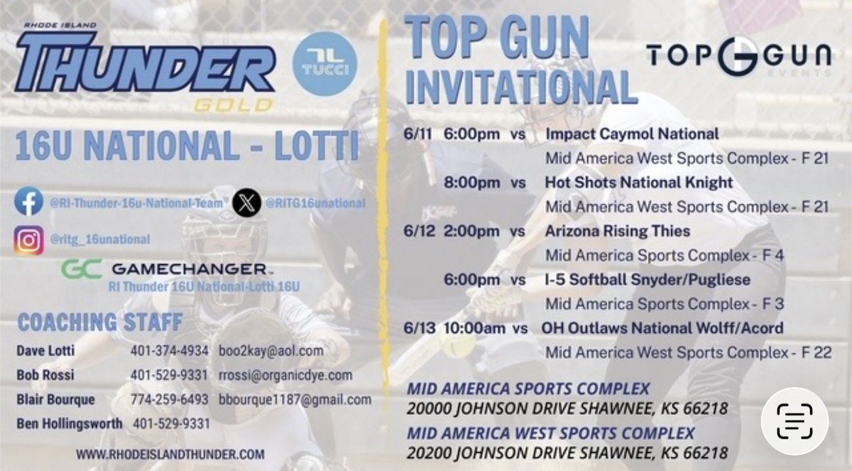 JSingh2028's tweet photo. Come check us out this week! Schedule drop! Let’s go!! 💪🏽💪🏽
@RITG16unational @Thunderjam134  @BobRossiRITG @tucci_limited @prepsoftball @D1softball @ExtraInningSB https://t.co/LtKgKqDlSC