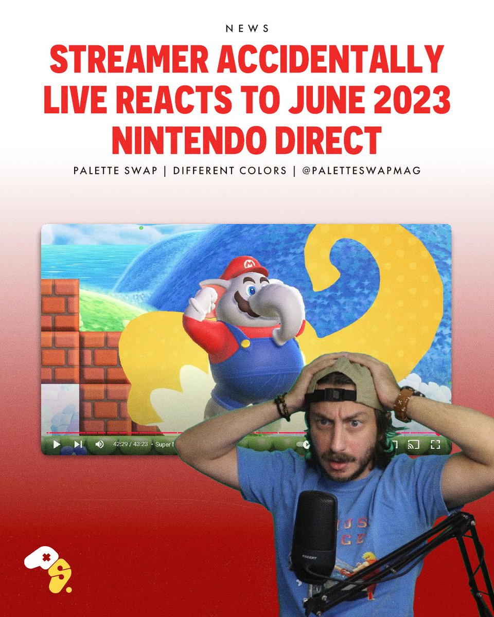 PaletteSwapMag's tweet photo. A Twitch streamer mistakenly spent 42 minutes reacting to a Nintendo Direct presentation from June 2023 this morning. https://t.co/HRXqr9NvyL