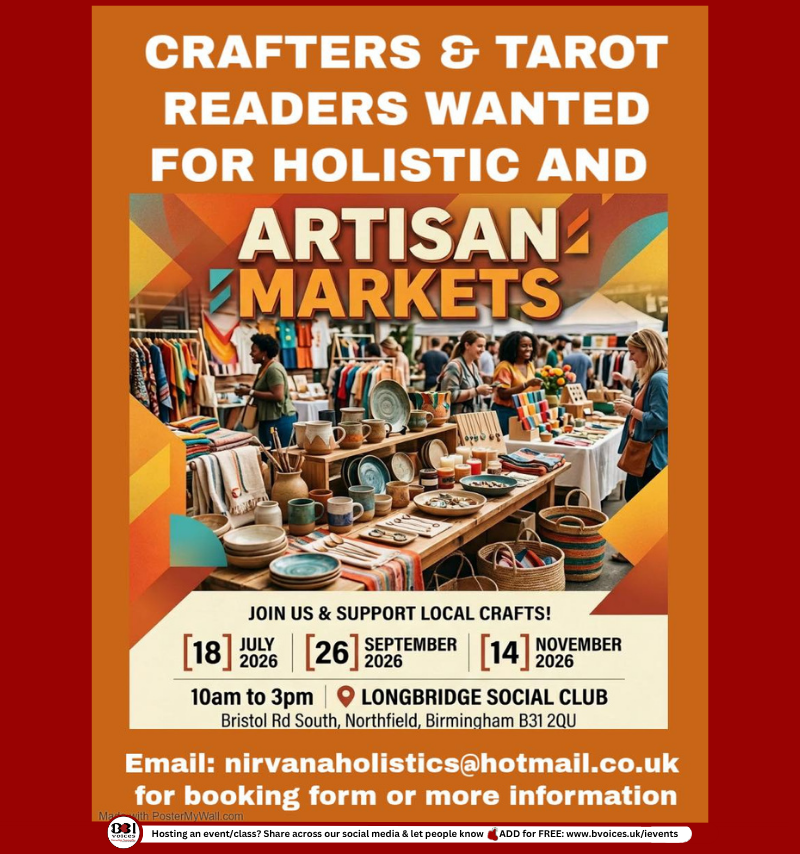 B31Voices's tweet photo. #SWBrumEVENTS โ Artisan Market
INFO: ๐๐ https://t.co/eocwxcfxwO
๐
Sat 18th July
๐ 10am - 3pm
๐ Longbridge Social Club - #Northfield
โน๏ธ Handmade items, local crafts,unique gifts & tarot readings
-
#MarketEvents
#ArtisanMarket
#Birmingham
#BirminghamUK https://t.co/cSgVZSJWvN