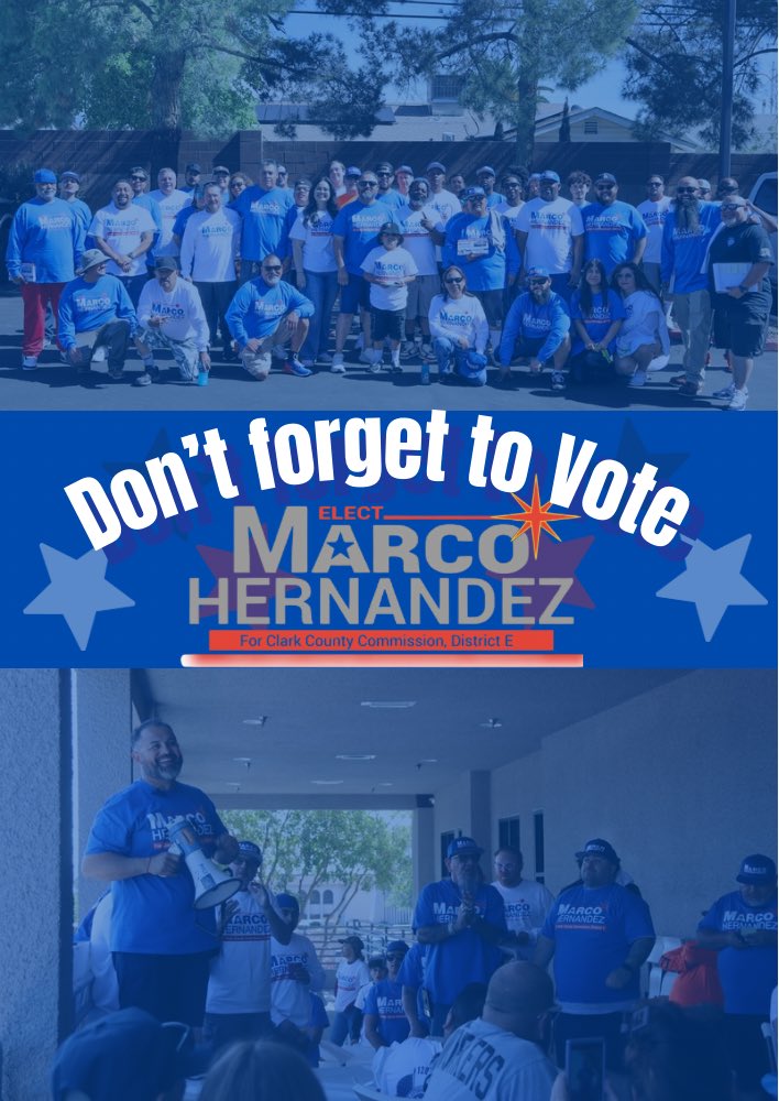 marko_hrndz's tweet photo. Election Day is here! Go to your nearest polling location and cast your vote. Remember to vote for me Marco Hernandez County Commission District E!

#lasvegas #nevada #electionday #election2026 #vote https://t.co/EMoartocOu