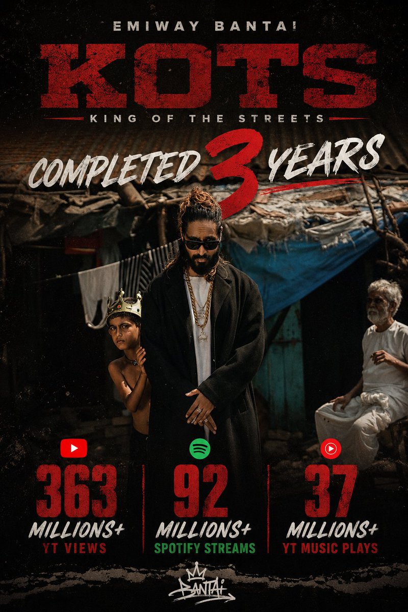 _raj_harsh's tweet photo. On 9 June 2023, KOTS full album came out and since that day to today 9 June 2026 it has:-

363 Millions+ YT views
92 Millions+ Spotify streams 
37 Millions+ YT music plays https://t.co/bvbjPqmlYM