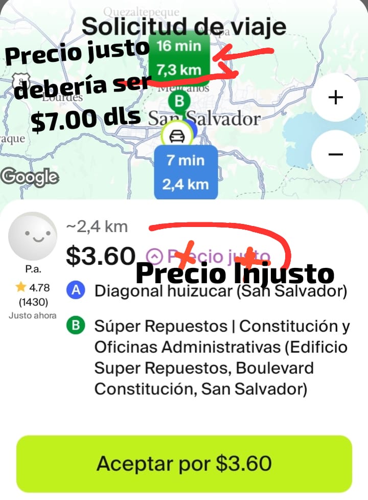 DonHHSv's tweet photo. Gracias Sres de @inDriveLatam @indrive por regalar el trabajo de los drivers de #ElSalvador503 @CNNEE @ActualidadRT @SputnikMundo @rtvenoticias @bbcmundo @europapress @TelemundoNews @Univision @elsalvador @elblog @LaPagina @Teleprensa33 @TelenoticiasGMV https://t.co/H1B1Fj9v7M