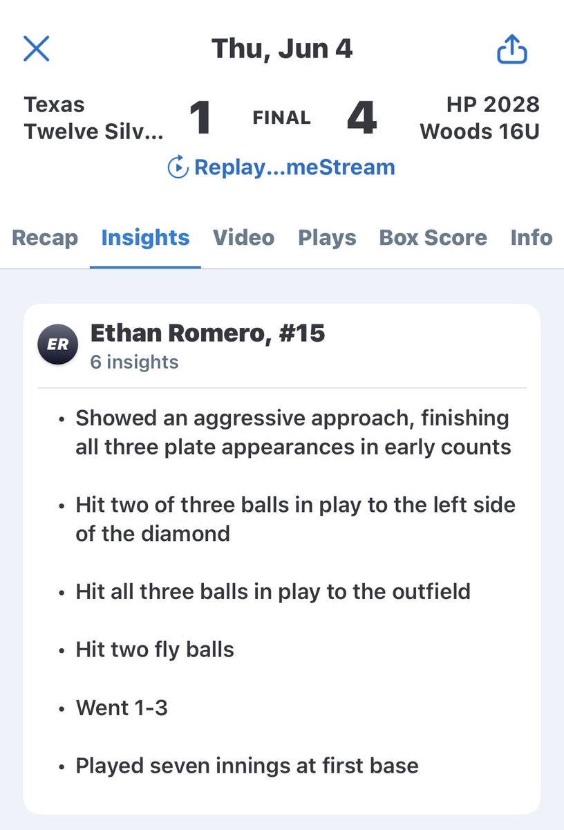 erom_19's tweet photo. First tournament game of the 26’ summer went 1/3 one pop out to left field, one line out to left and a basehit to right finding a hole. @HPBA_official https://t.co/a5tZd0tNLo