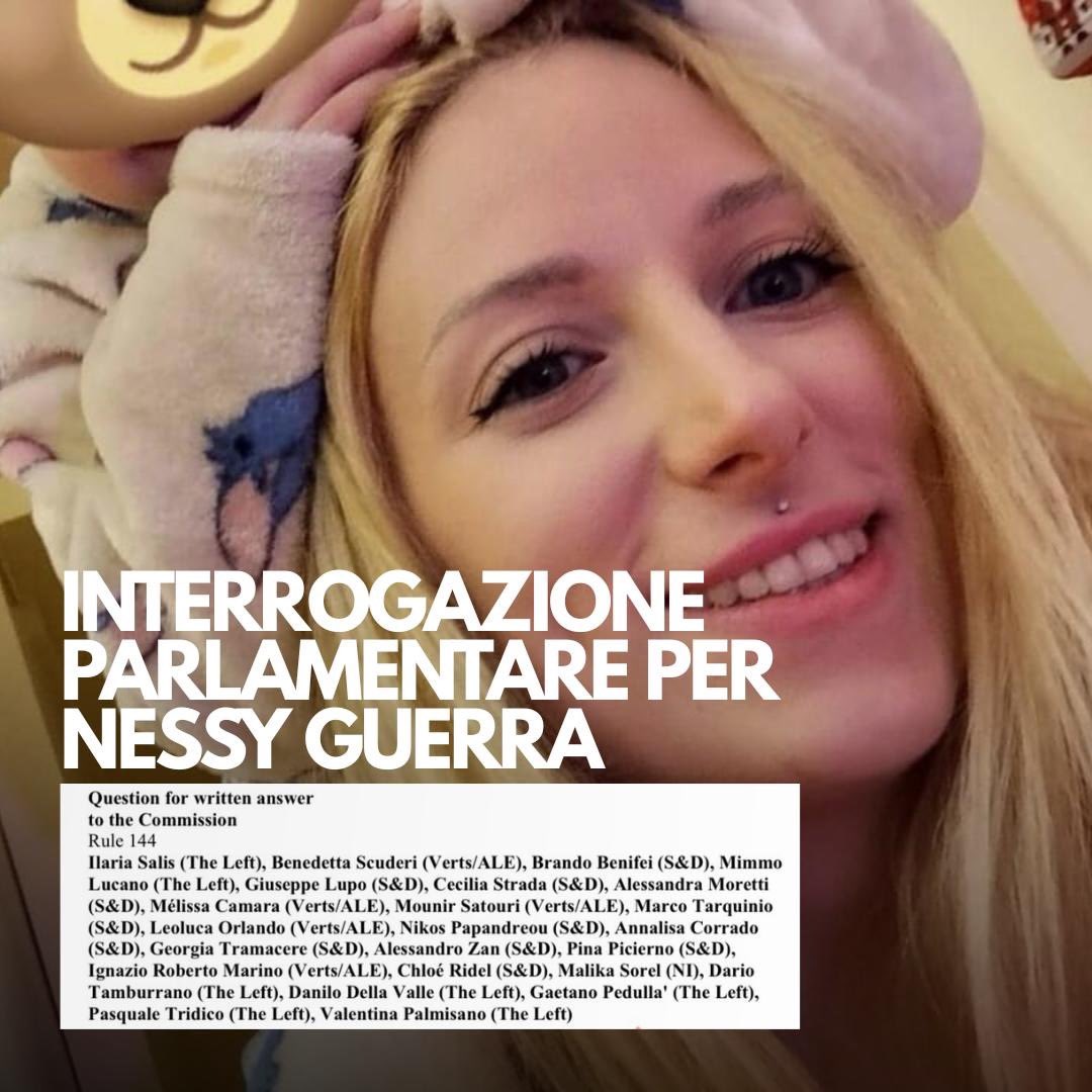 SalisIlaria's tweet photo. Su mia iniziativa, insieme a @BenniScuderi e @brandobenifei, abbiamo depositato oggi un’interrogazione scritta alla Commissione europea sul caso di #NessyGuerra.
L’interrogazione è stata sottoscritta da 25 eurodeputati.
Nessy è stata condannata in Egitto, al termine di un processo farsa, per un reato arcaico e patriarcale: l’adulterio.
Da troppo tempo è bloccata nel Paese, impossibilitata a lasciarlo.
Il nostro obiettivo è facilitare il rientro di Nessy e della piccola Aisha, sua figlia. 
A casa, al sicuro, in Italia.