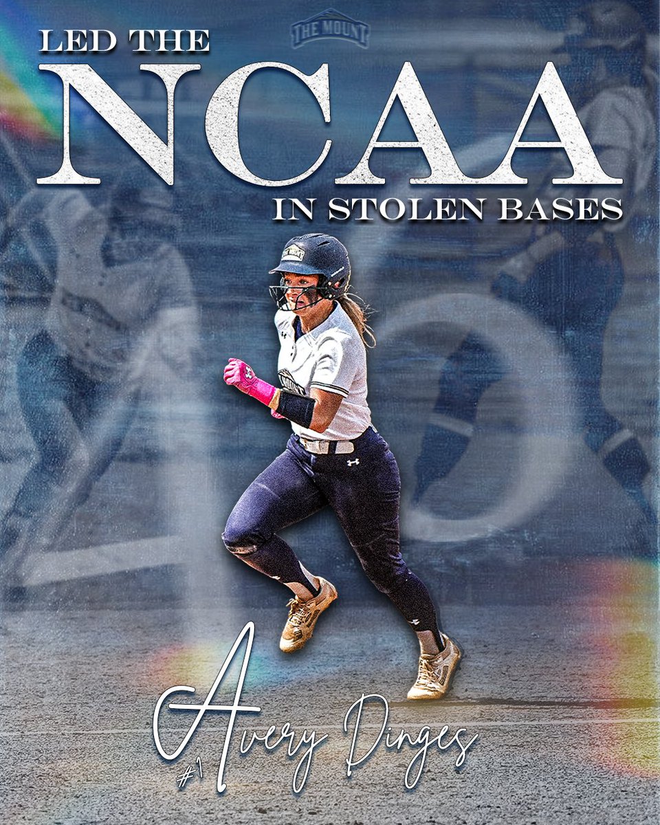 MountAthletics's tweet photo. 🏃‍♀️💨 She finished what she started.

Avery Dinges officially ends the season with 46 steals and as the NCAA Division I leader in stolen bases.

@Mount_SB 

#GoMount https://t.co/khmKPyJIzd