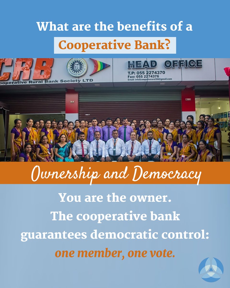 proutglobal's tweet photo. Traditional commercial banks use your savings for global speculation. Cooperative banks
ensure that profits stay within the territory to grow the community's well-being. Do you know of any cooperative bank? #CooperativeBanking #LocalFinance #EconomicDemocracy #PROUT https://t.co/cO5d4XeF9E