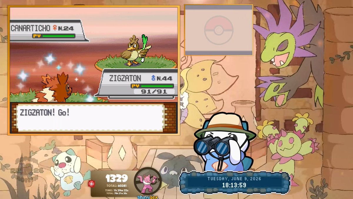 DocNoobzy's tweet photo. [Safari Month 2026 - 4G] ☆ Shiny Zigzagoon after 1,328 re's ! 2nd win for my Safari Month, his sprite is very good in HGSS, especially with the dusk background ! https://t.co/QbTJpyRIQk