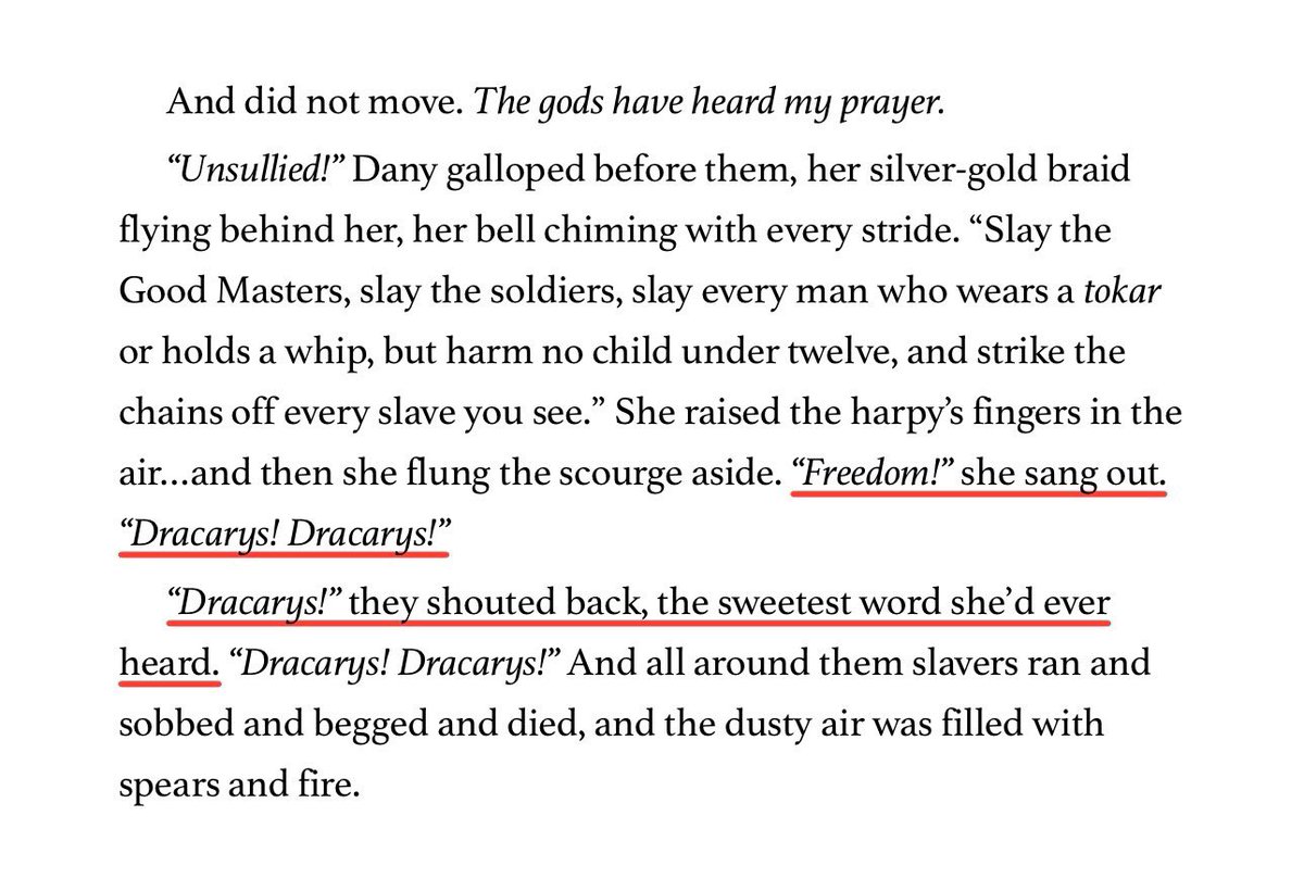 Rhllorism's tweet photo. Agot: fire (dany &amp; dragons) is needed to keep the others / acok: dragons are needed to keep the magic &amp; balance / asos: dragons are used to free slaves and burn slavers / adwd: dragons are lightbringer (which is needed for the long night) https://t.co/GaQFwmDUch
