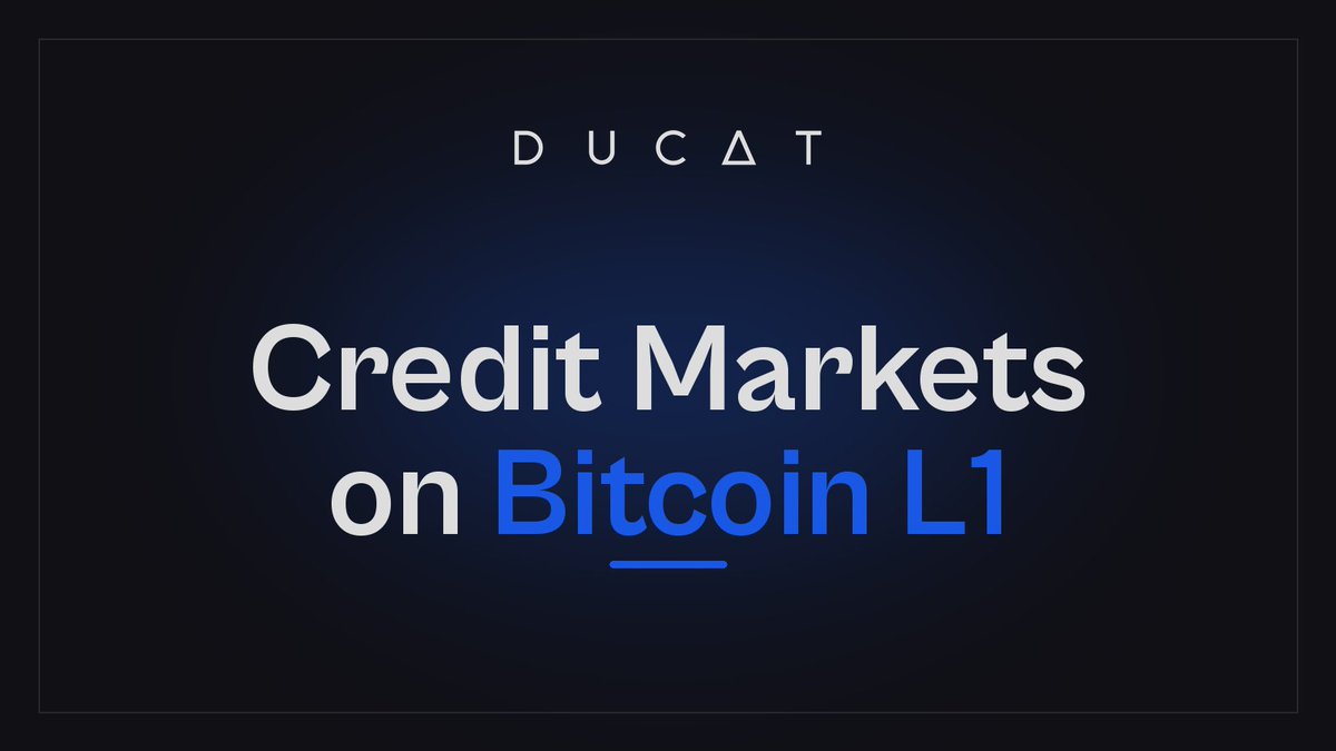 Ducatstable's tweet photo. 1/ Ducat is building the first credit market native to Bitcoin L1. Many protocols let you borrow against BTC. But the system that issues the debt, tracks the loan, and clears liquidations always lives off Bitcoin. Ducat brings credit markets to Bitcoin itself. 🧵 https://t.co/Qr2T2WzO5U