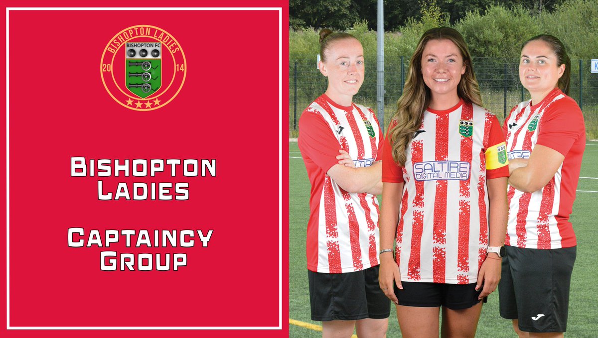 BishoptonFcl's tweet photo. Bishopton Ladies are delighted to confirm our Captaincy Group for the upcoming season.

Lucy Marshall has been named Club Captain, and will be assisted by Pauline Cleary and Sammy Davies as her Vice Captains.

#monthebishy https://t.co/Yz08UfwVwr