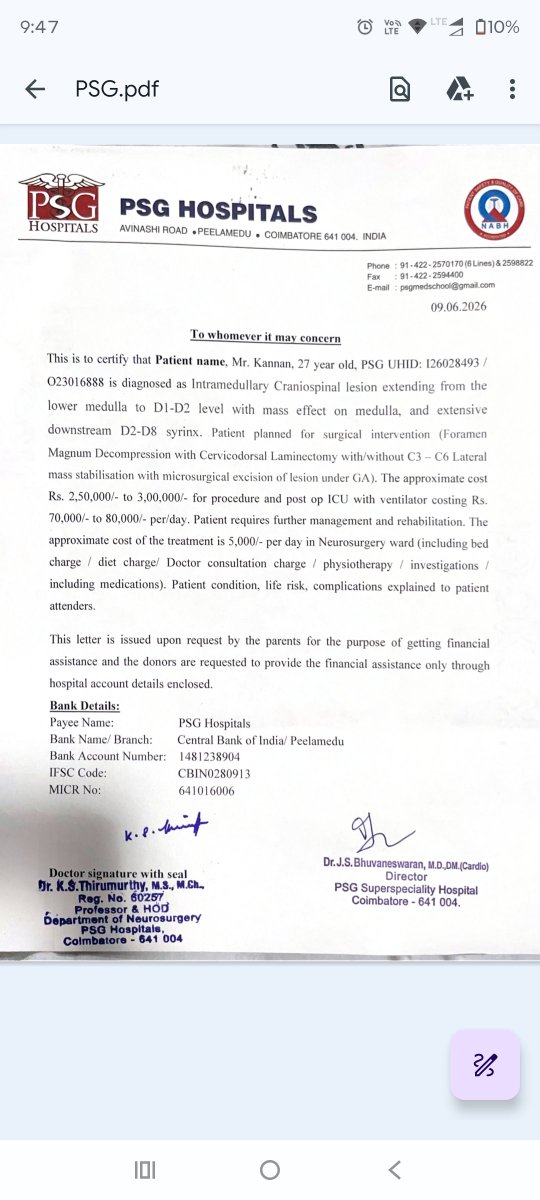 Phoenix_tweetz's tweet photo. Guys, this is really really important and really urgent...My friend is in need of money to undergo treatment

Hospital management told , the treatment amount may go 10 to 12 lac further

Please do contribute..This is really important 🙏🙏

@SuriyaFansClub @gvprakash @Suriya_offl https://t.co/hyrp7IIZmj