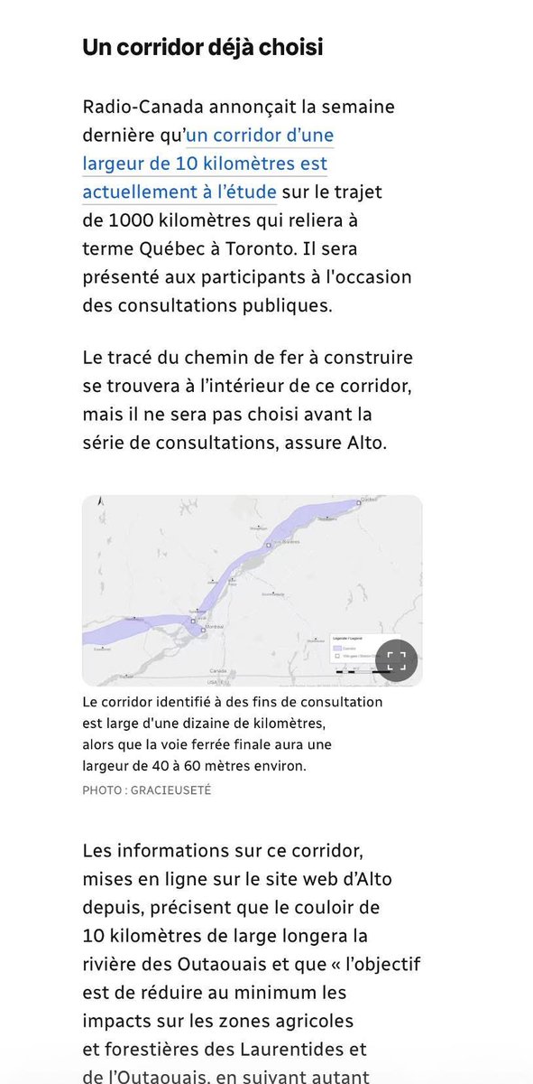 S_EFortin's tweet photo. Petit rappel concernant le TGV et la société fédérale Alto.

Avant même de débuter ses consultations, la société d’État fédérale, sans apport du gouvernement Québécois, avait déjà déterminé le parcours du projet.

Et il va sans dire, sans que les municipalités touchées n’aient quoi que ce soit à dire non plus.

Et en passant, parmi les citoyens qui seront assurément visés par ce projet pharaonique, il y a des centaines de familles qui ont vécu l’horreur, la dépossession, les suicides, du fiasco de l’aéroport de Trudeau père. 

En terminant, ce projet fédéral sera assujetti à la loi C5 du gouvernement Carney; cette loi qui permet de précipiter des projets « d’intérêts nationaux canadiens », et de les soustraire aux évaluations environnementales.