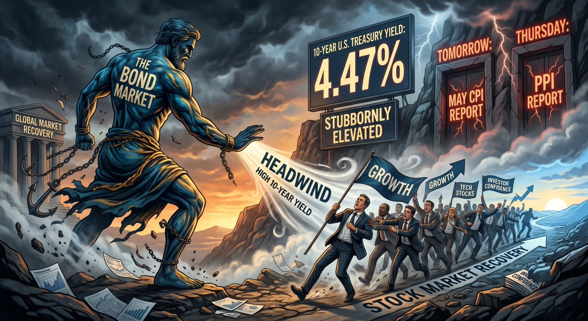 cm___1333's tweet photo. $BTC $SPY $QQQ 
The biggest headwind preventing a sustained market recovery today is the bond market.  The 10-year U.S. Treasury yield remains stubbornly elevated near 4.47%. Anxiety ahead of tomorrow's May #CPI report and Thursday's #PPI is high. https://t.co/14Ypc3s5PZ