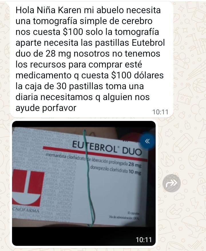 karenisabelM's tweet photo. Zacarías necesita ayuda 🥺 en estos días se ha puesto mal y le han enviado a qué se haga una tomografia.
Necesita: medicamento para el Alzheimer y cubrir el costo de la tomografía. 

Quién pueda ayudarnos les agradecería.
Info: 0986765985 
RT🙏
@PatronaQuinn_ @bessygranjaOK https://t.co/uk6vjnGIWS