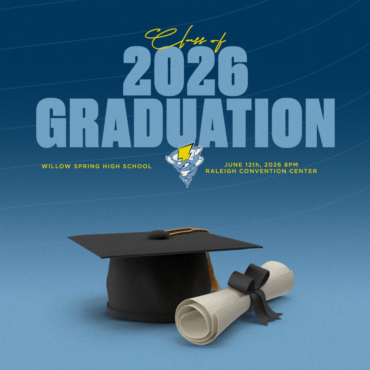 WS_Storm_Sports's tweet photo. 🎓 Graduation Day is Almost Here!
📅 June 12, 2026
🕗 8:00 PM
📍 Raleigh Convention Center
Congratulations to the Willow Spring High School Class of 2026. Your next chapter awaits. ⚡
#GoStorm https://t.co/irSACwIvvp