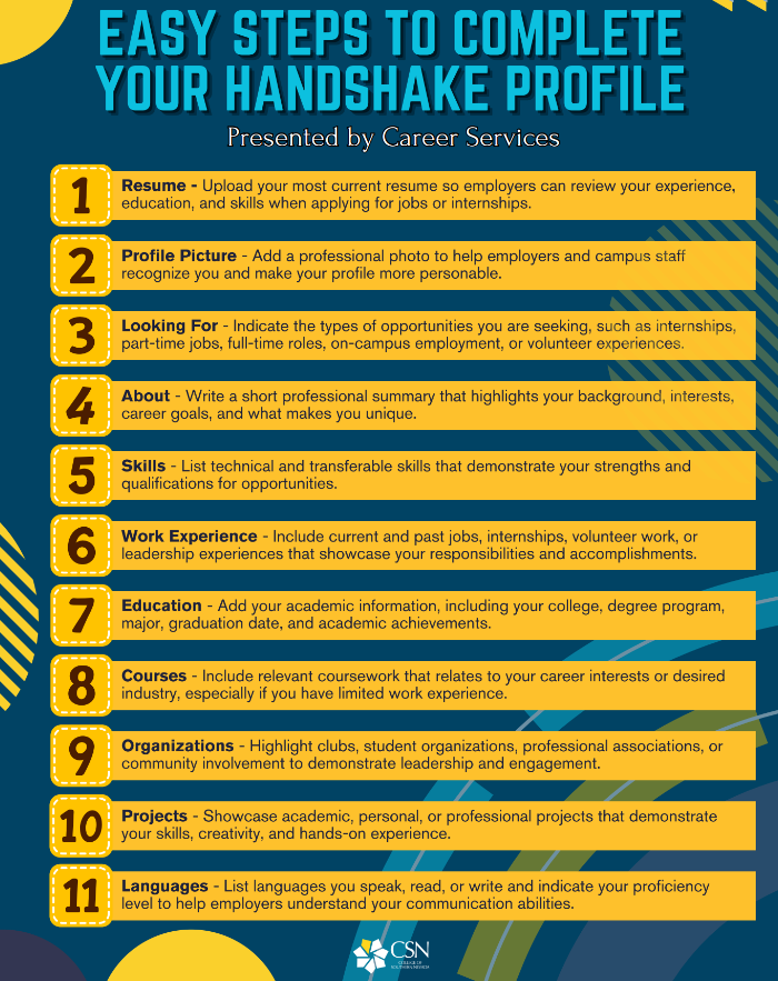 CSNCareerServ's tweet photo. Complete your profile and receive personalized job and internship recommendations tailored to your skills and interests.
Plus, employers are more likely to reach out directly with job opportunities and event invites designed just for you.
#Handshake #JobOpportunities #handshake https://t.co/6ze43NCX80