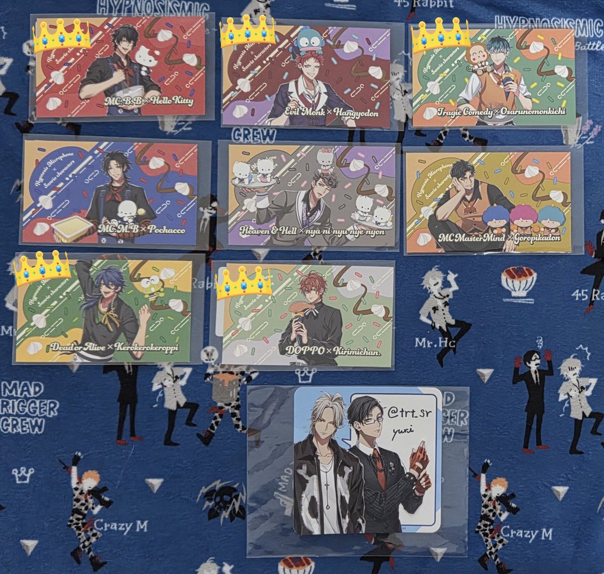 trt_sr's tweet photo. 【交換】ヒプノシスマイク　ヒプマイ　ディッパーダン　SANRIO NAKAYOKU EDIT　特典カード

譲■一郎　二郎　帝統　独歩　簓　零　空却　獄

求■左馬刻　銃兎
※👑は左馬刻との交換のみ

郵送可

よろしくお願いいたします https://t.co/77g3UkgDJV