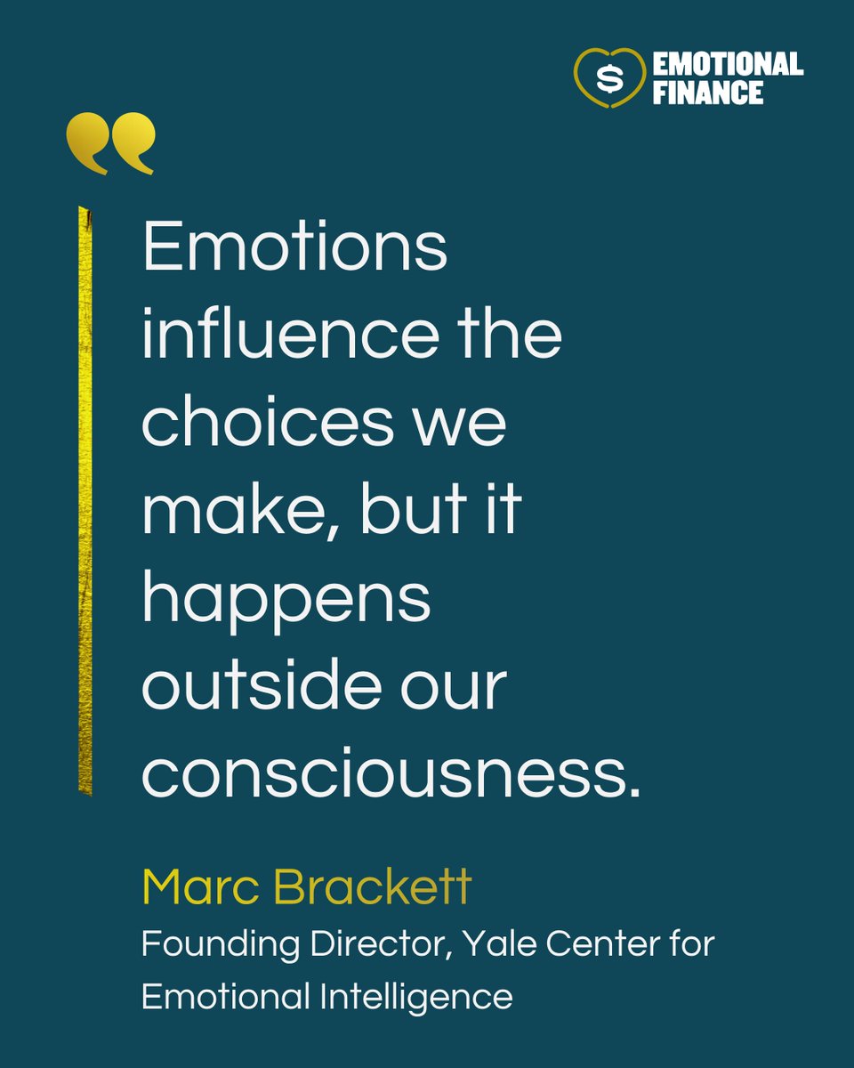 EmotionalFin's tweet photo. I love this quote by Marc Brackett because it hits the nail on the head of why emotions are so powerful.

When we make choices, including financial ones, they often drive our behavior. That's one reason it's so important to learn about them. https://t.co/jF4EyZEMtN