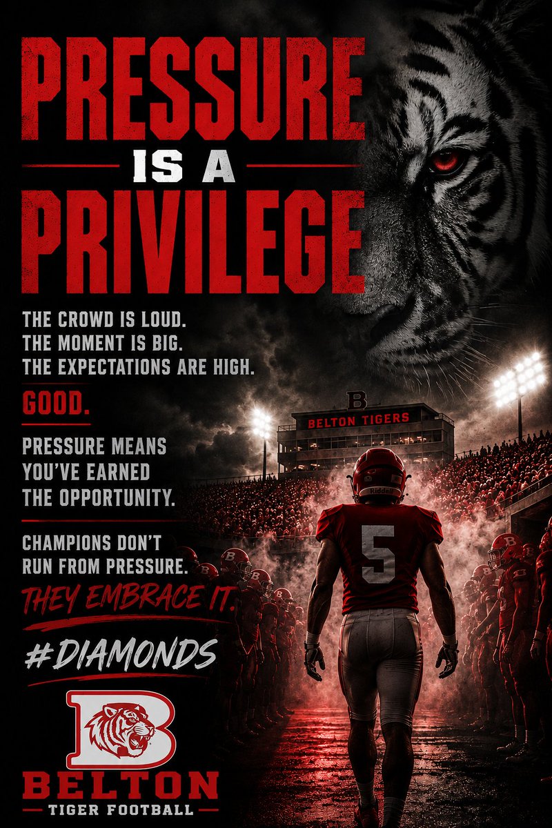ElrodCoach's tweet photo. Expectations for Belton Football are High- That's Exactly what we want. Pressure comes with Preparation and the opportunity to Compete. Our players have embraced that mindset throughout this offseason and early summer!!! #2026SeasonLoading @BeltonTigerFB @BeltonTigerABC #DIAMONDS https://t.co/tC0zU3ijmk