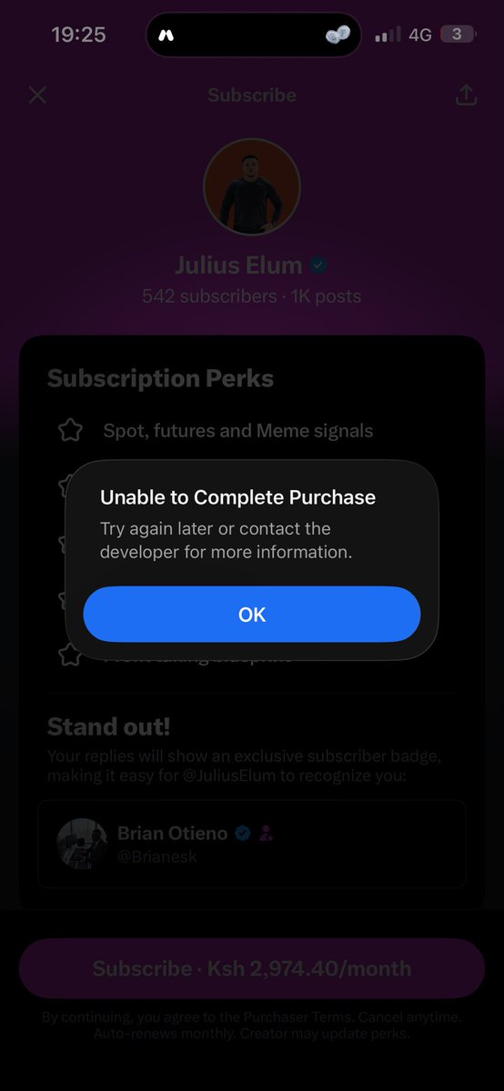 Brianesk's tweet photo. @JuliusElum Subscription problem https://t.co/BugJGfwI2b
