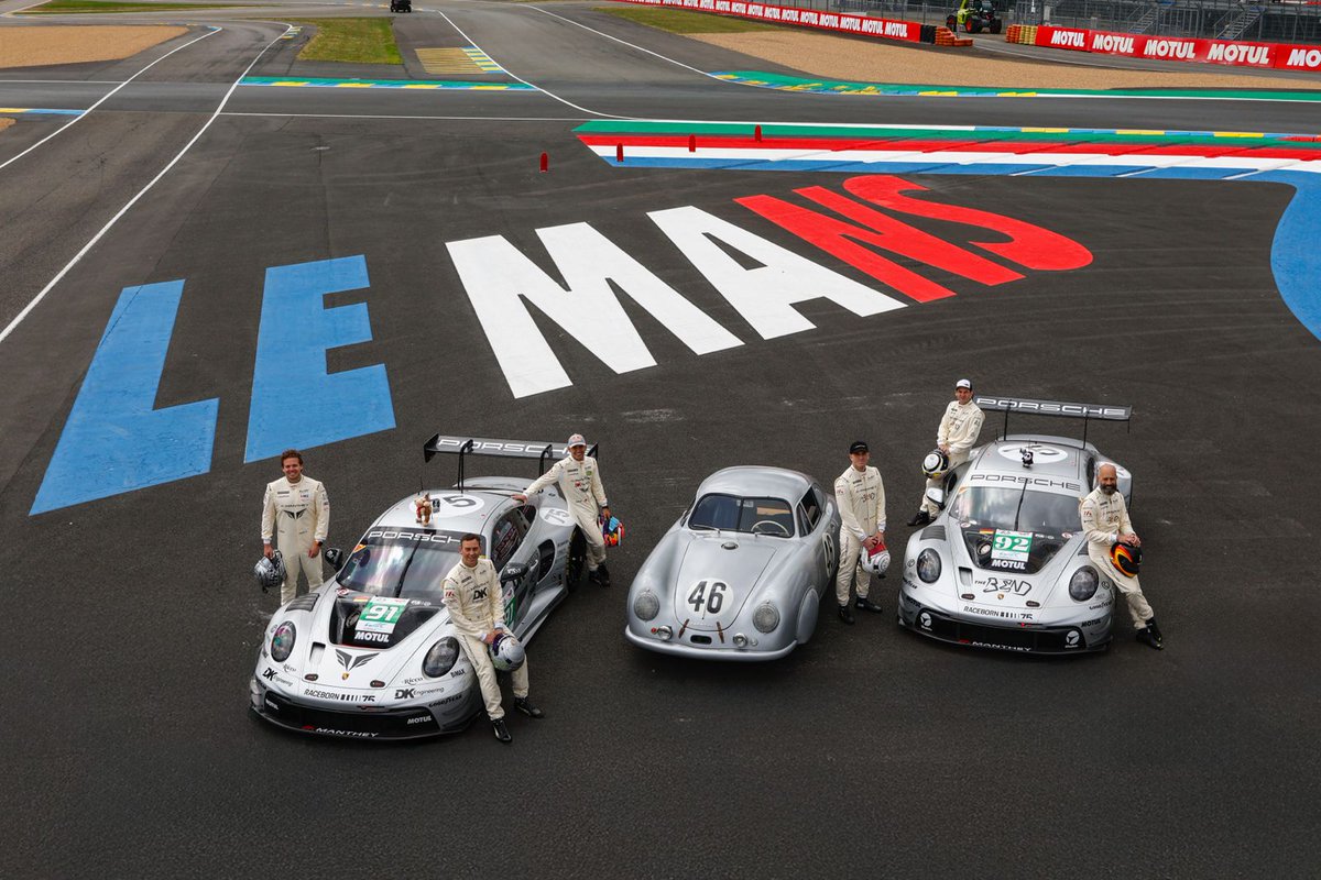 manthey_racing's tweet photo. Ready for the @24hoursoflemans 2026 – celebrating 30 Years #Manthey and 75 Years #Porsche Motorsport!🤩

While our Porsche 911 GT3 R fight for victory in the present, they are joined by the legendary Porsche 356 SL. https://t.co/wyABwSl59l