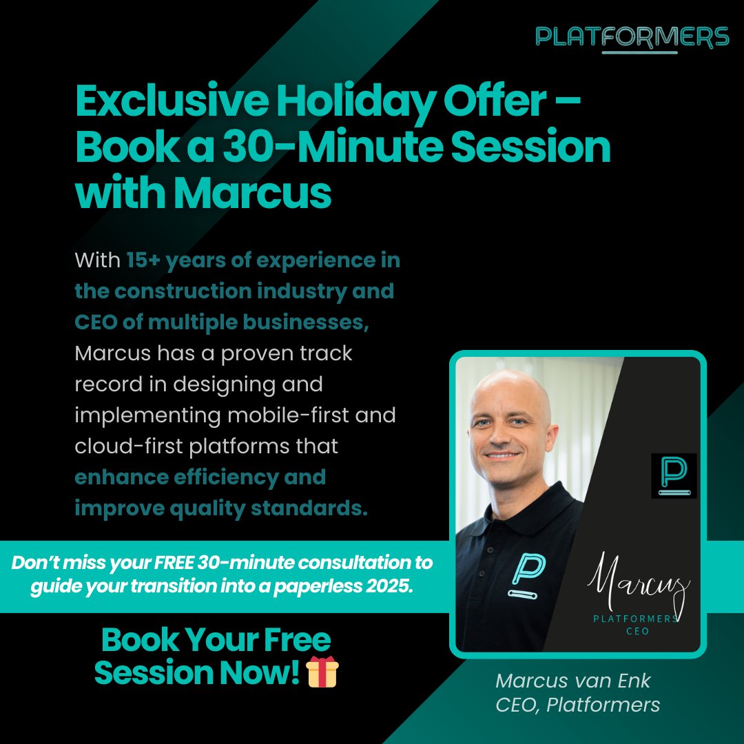 PlatformersAU's tweet photo. Going paperless with Platformers isn’t just about convenience—it’s about giving your business the competitive edge it deserves. Book your FREE 30-minute session today, and let’s build a smarter, more efficient future for your construction business.➡️ https://t.co/JqVpFa0QoZ https://t.co/Yceh9vq05M